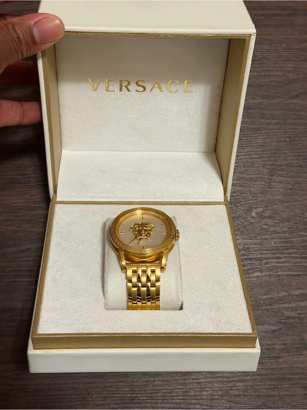 Versace Gold-Tone Medusa Face Bracelet Watch